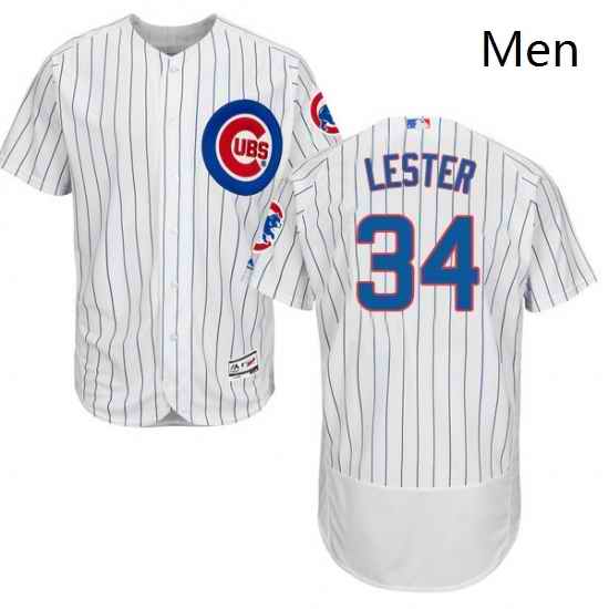 Mens Majestic Chicago Cubs 34 Jon Lester White Home Flex Base Authentic Collection MLB Jersey